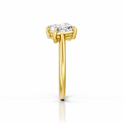 Oval Emerald Moissanite Toi Et Moi Engagement Ring 14k yellow gold