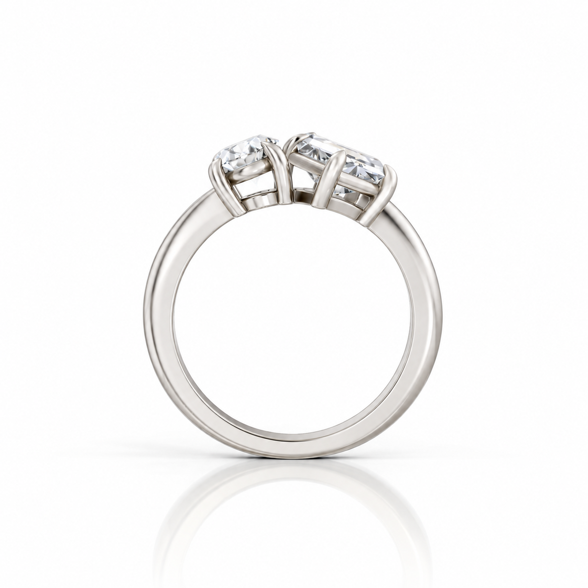 Oval Emerald Moissanite Toi Et Moi Engagement Ring platinum