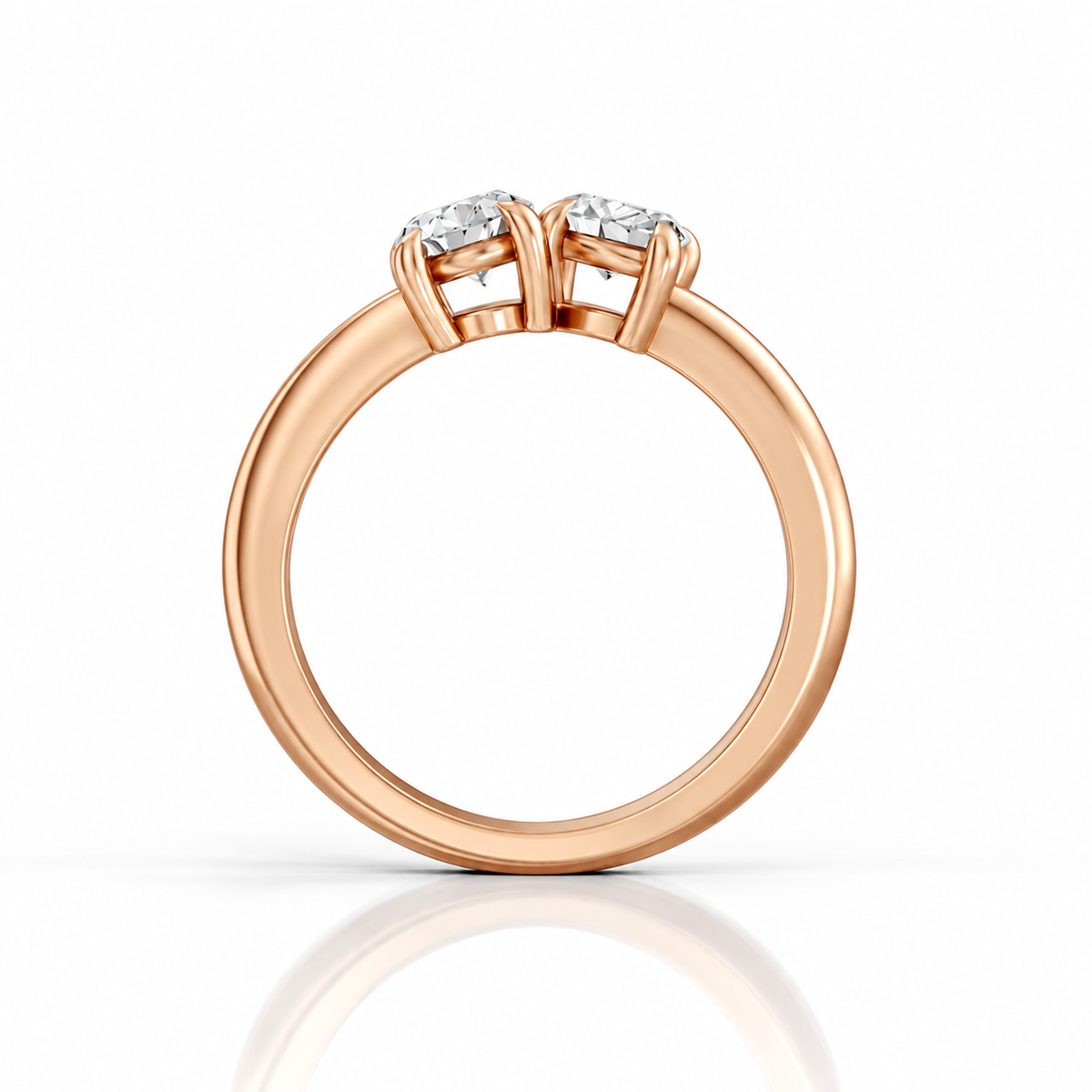 Oval Marquise Diamond Two Stone Engagement Ring 14k rose gold