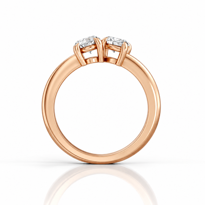 Oval Marquise Diamond Two Stone Engagement Ring 14k rose gold