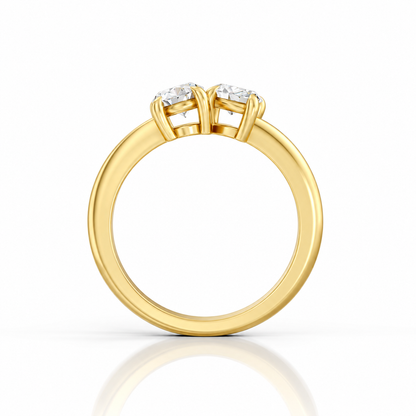 Oval Marquise Diamond Two Stone Engagement Ring 14k yellow gold