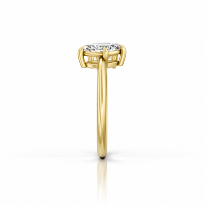 Oval Marquise Diamond Two Stone Engagement Ring 14k yellow gold