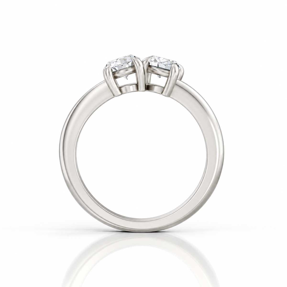 Oval Marquise Diamond Two Stone Engagement Ring platinum