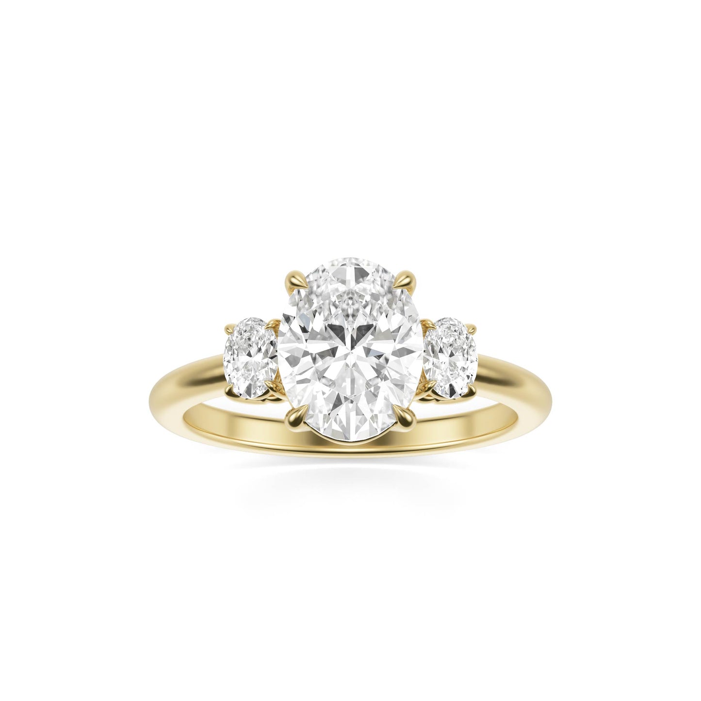 Oval Moissanite Trio 14K Yellow Gold