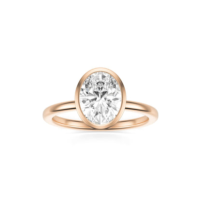 Oval Moissanite Bezel 14K Rose Gold