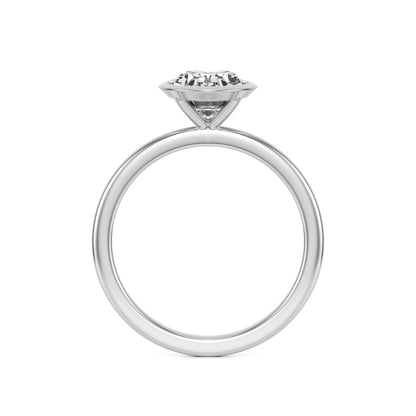 Oval Moissanite Bezel 14K White Gold