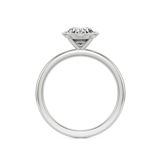 Oval Moissanite Bezel 14K White Gold