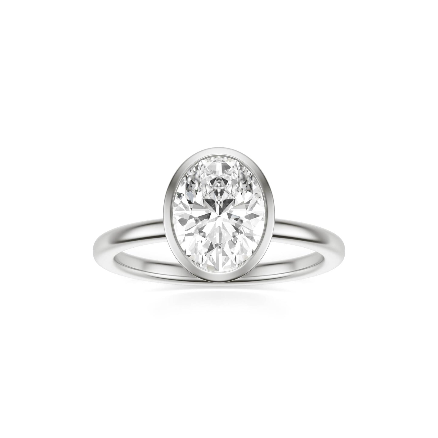 Oval Moissanite Bezel 14K White Gold