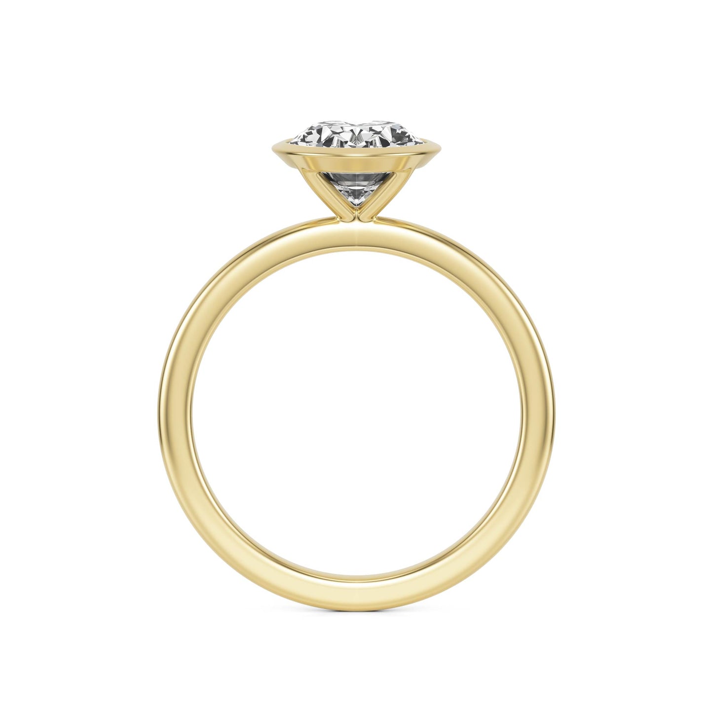 Oval Moissanite Bezel 14K Yellow Gold