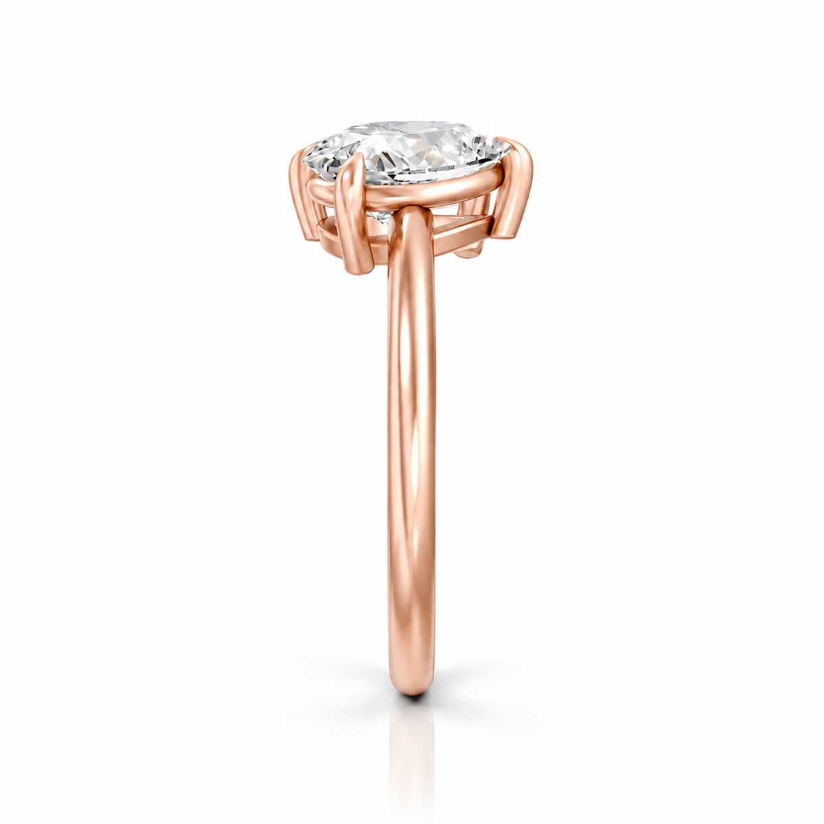 Oval and Pear Moissanite Two Stone Ring 14k rose gold