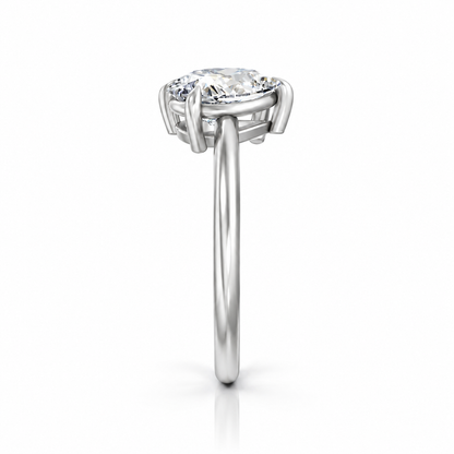 Oval and Pear Moissanite Two Stone Ring 14k white gold