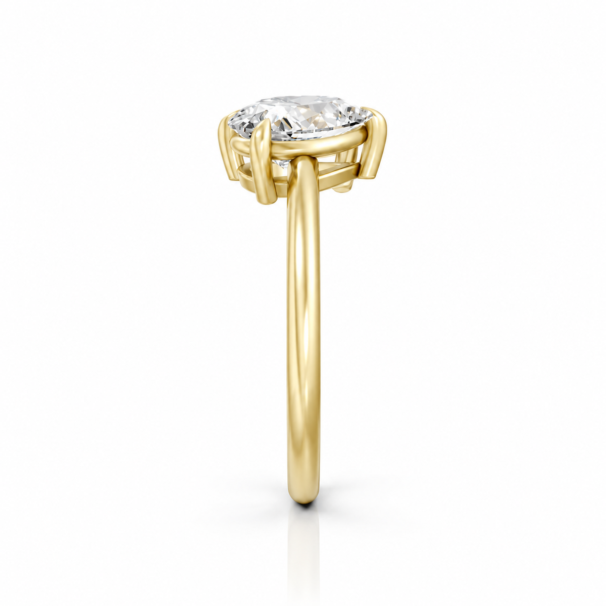 Oval and Pear Moissanite Two Stone Ring 14k yellow gold