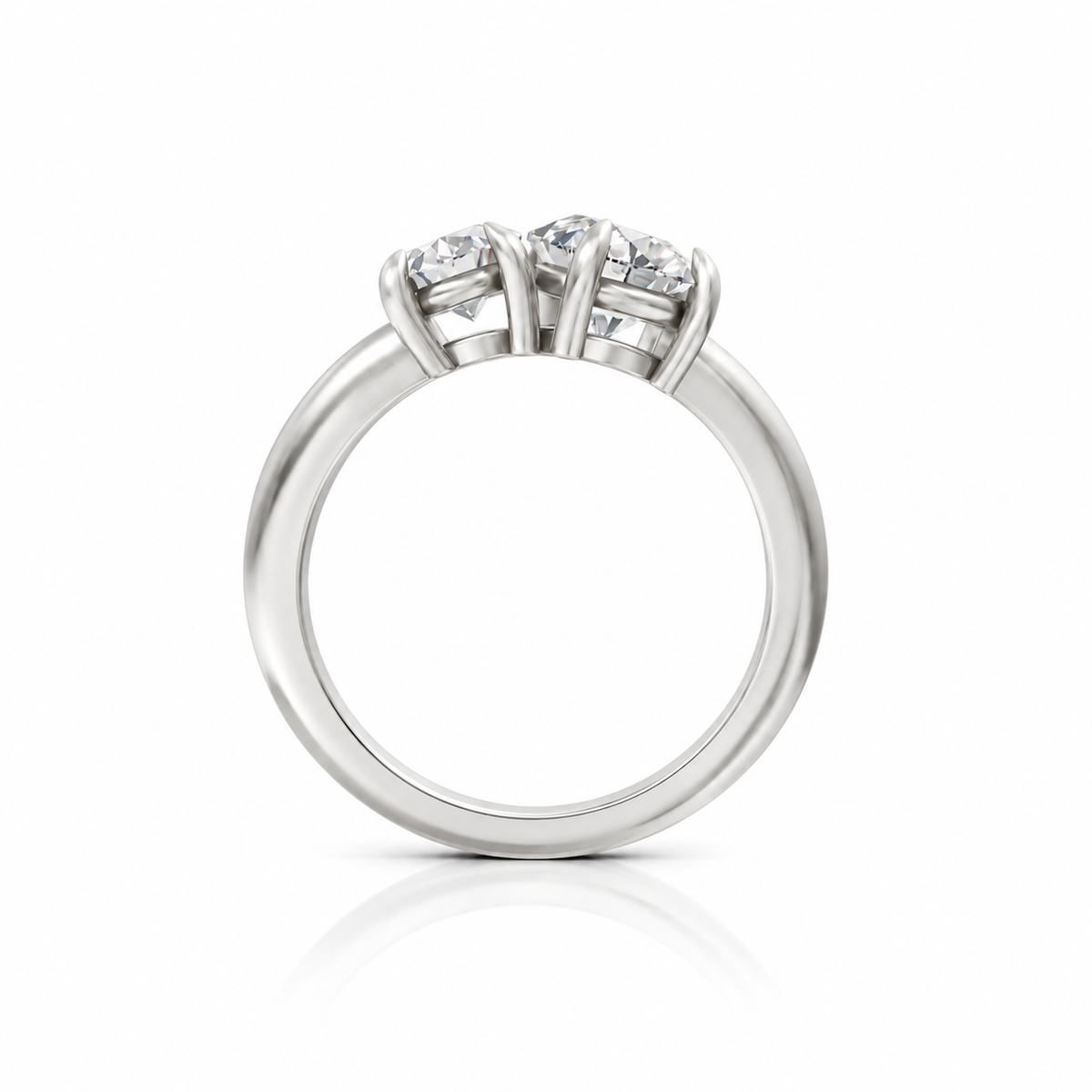 Oval and Pear Moissanite Two Stone Ring platinum