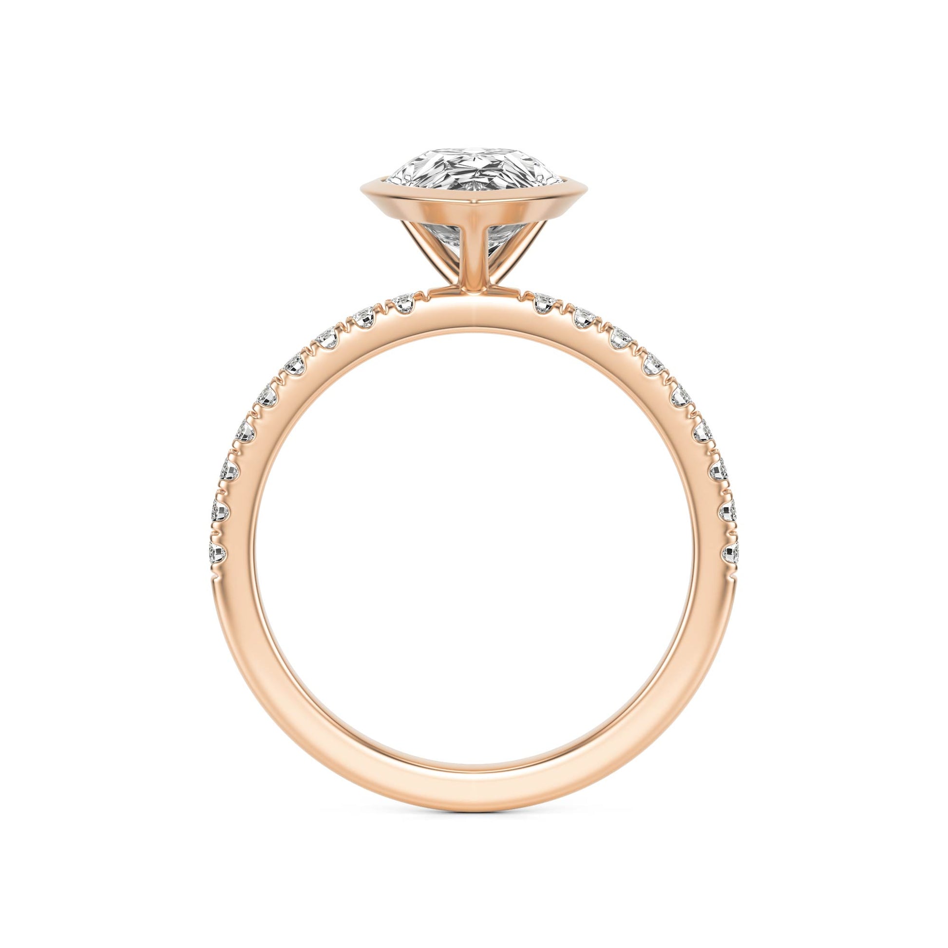 Pear Diamond Bezel Pave 14K Rose Gold