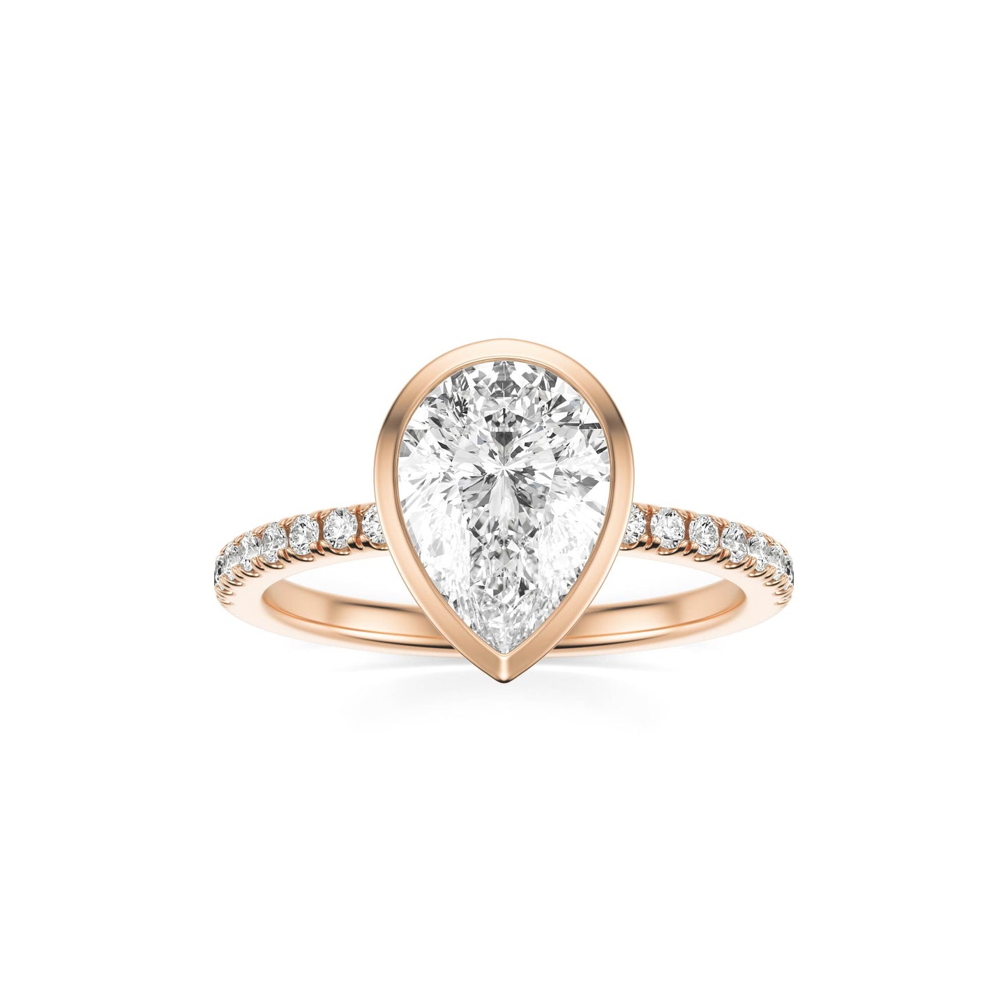 Pear Diamond Bezel Pave 14K Rose Gold