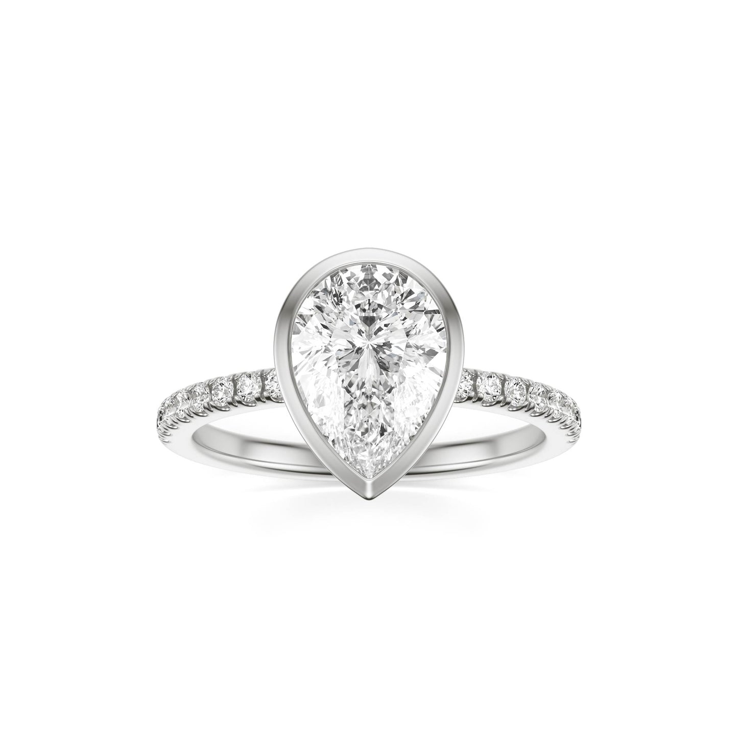 Pear Diamond Bezel Pave 14K White Gold