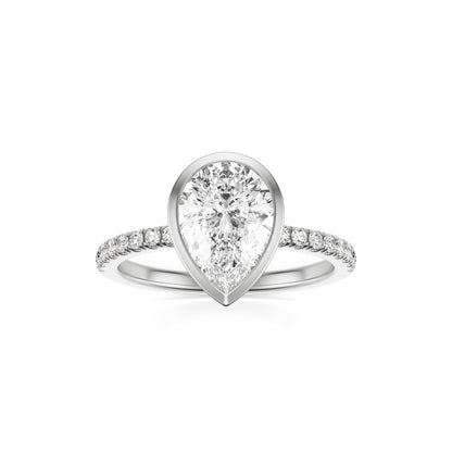 Pear Diamond Bezel Pave 14K White Gold