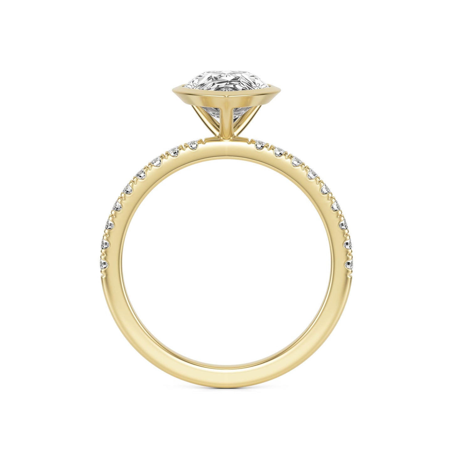 Pear Diamond Bezel Pave 14K Yellow Gold