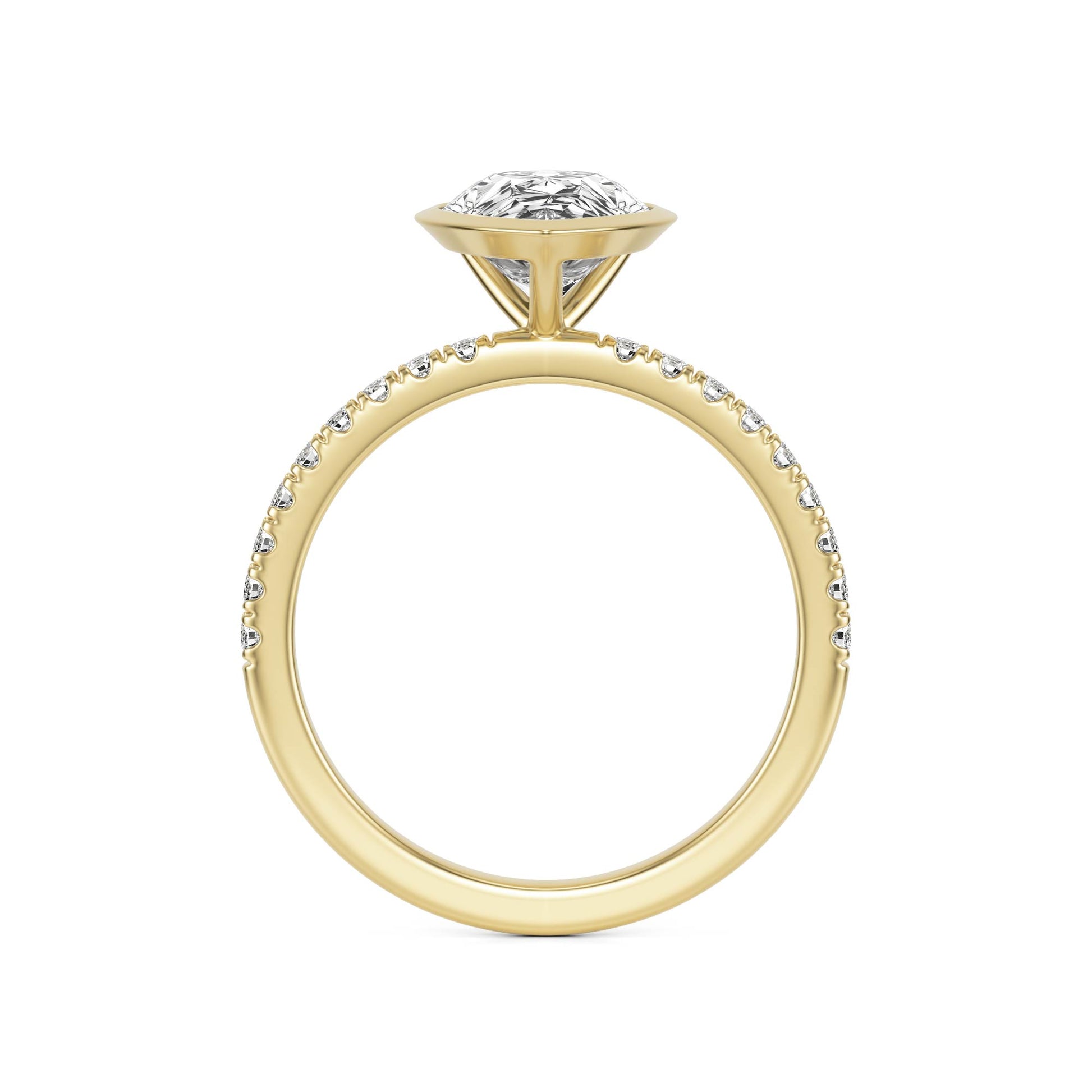 Pear Diamond Bezel Pave 14K Yellow Gold