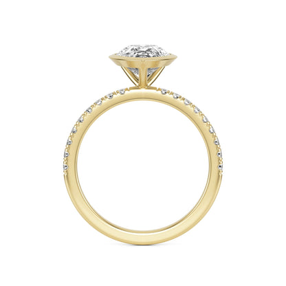 Pear Diamond Bezel Pave 14K Yellow Gold