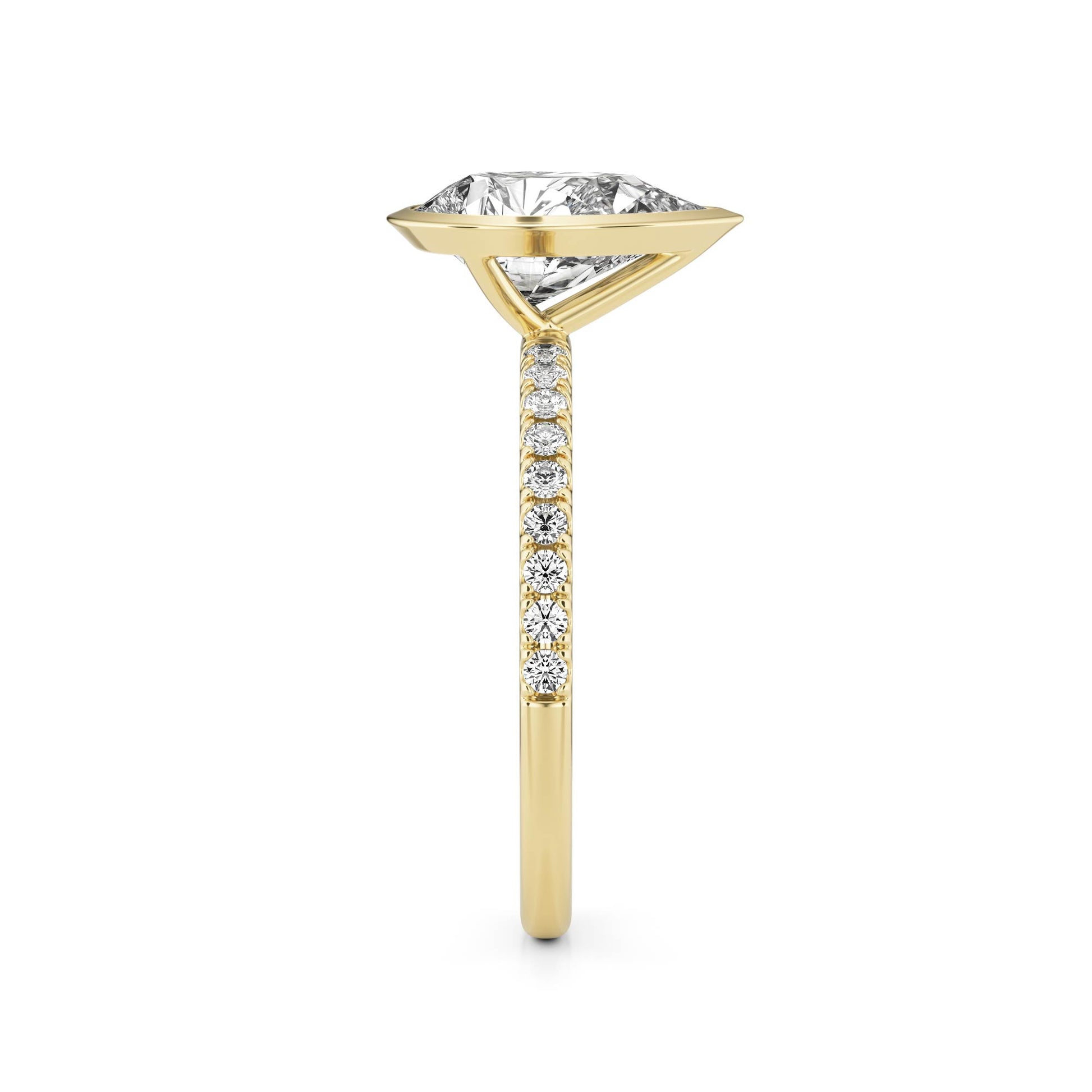 Pear Diamond Bezel Pave 14K Yellow Gold