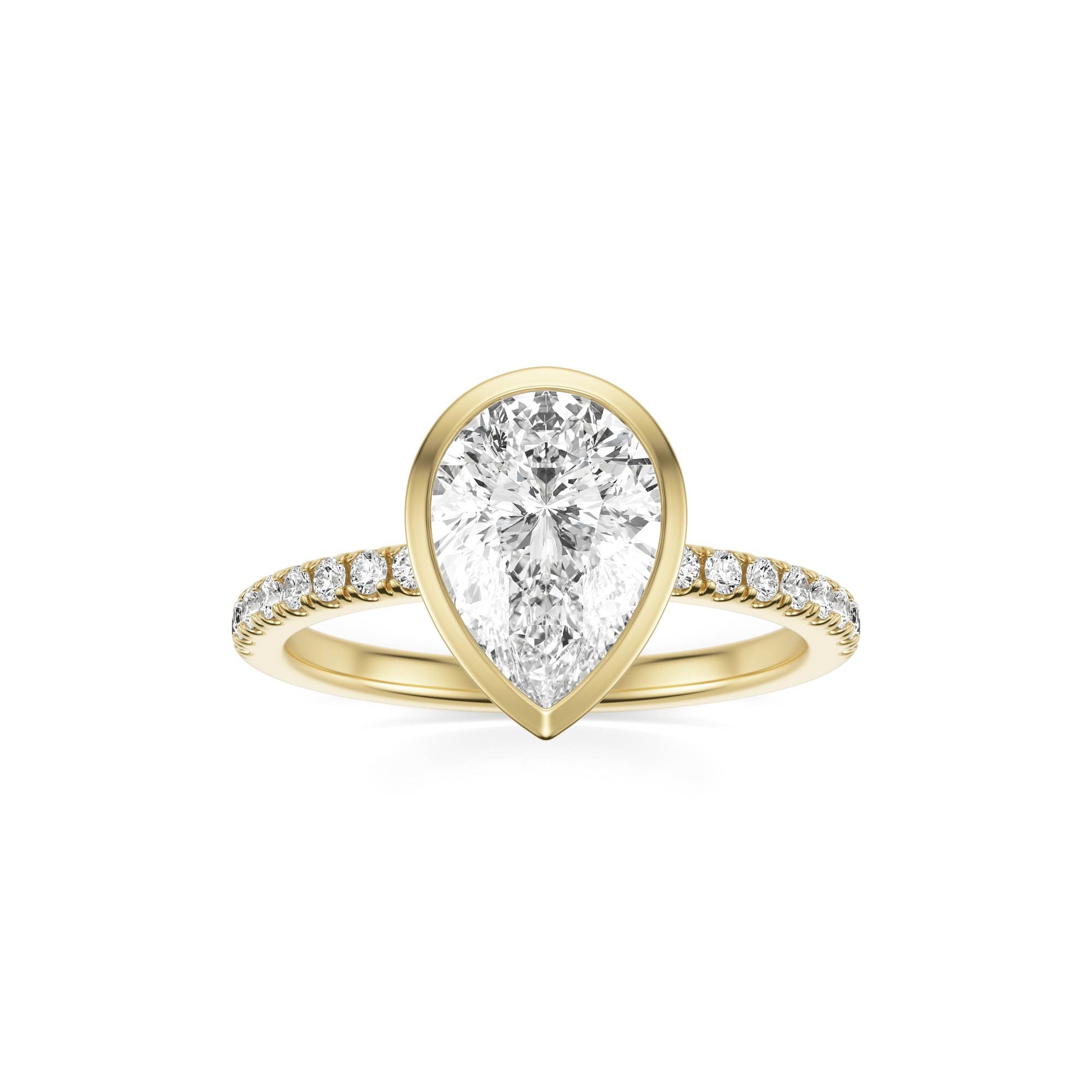 Pear Diamond Bezel Pave 14K Yellow Gold