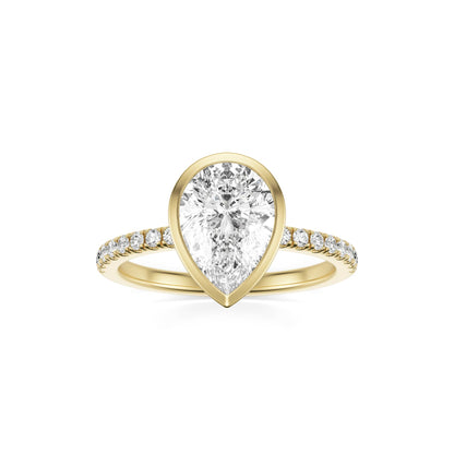 Pear Diamond Bezel Pave 14K Yellow Gold