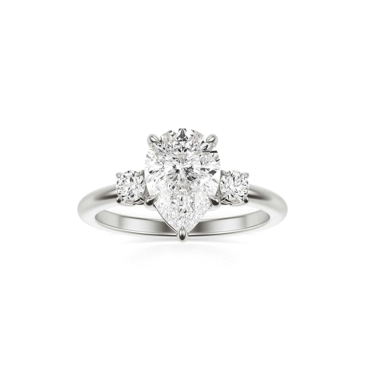 Pear Diamond Trio 14K White Gold