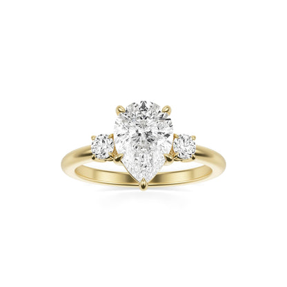 Pear Diamond Trio 14K Yellow Gold