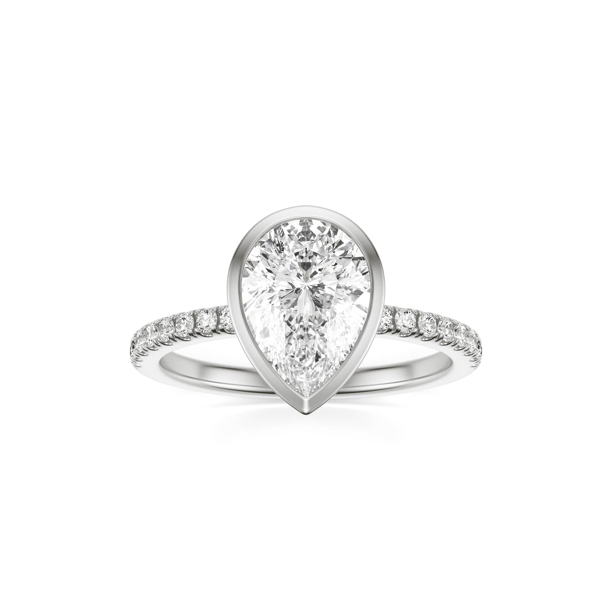 Pear Moissanite Bezel Pave Platinum