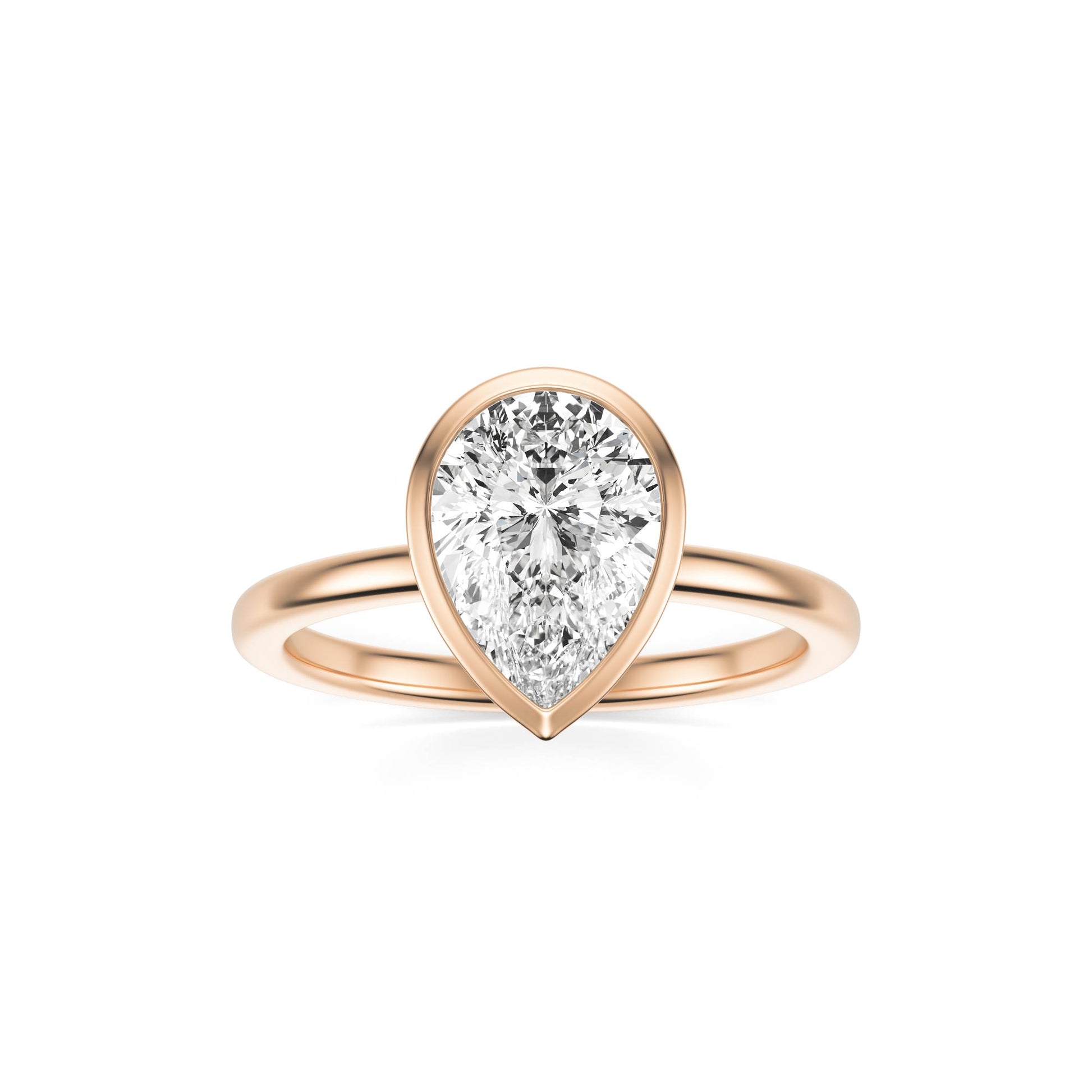 Pear Moissanite Bezel 14K Rose Gold