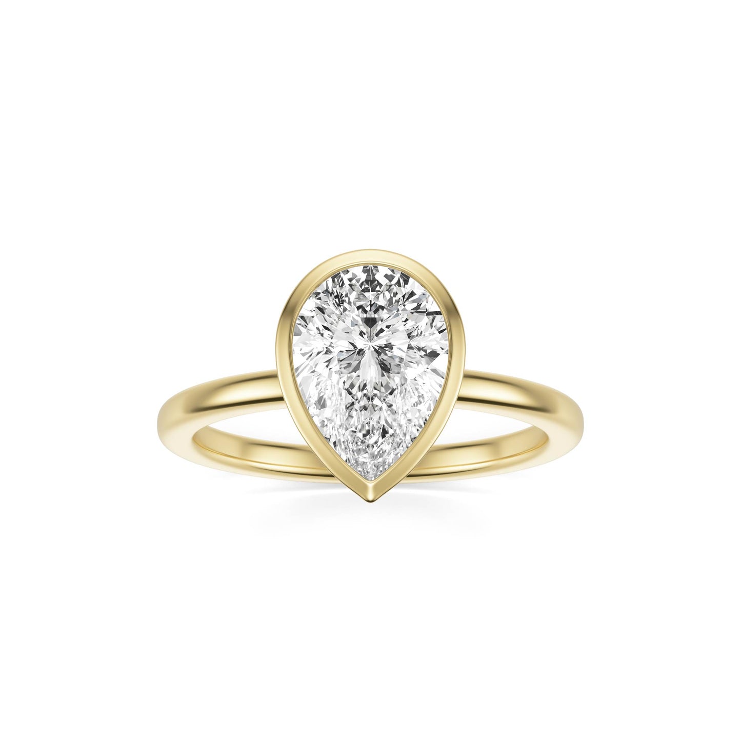 Pear Moissanite Bezel 14K Yellow Gold