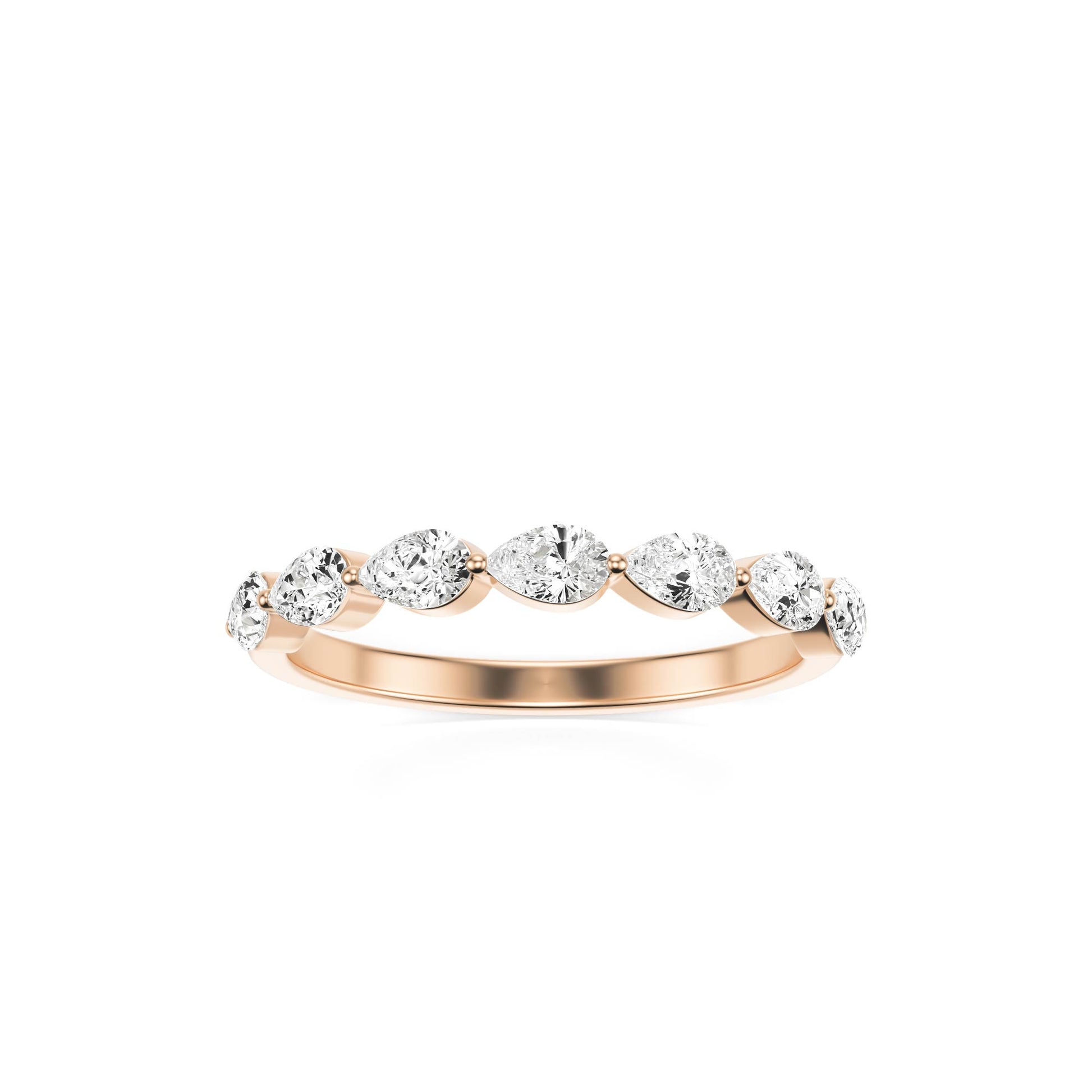 Pear Moissanite Shared Prong 14K Rose Gold