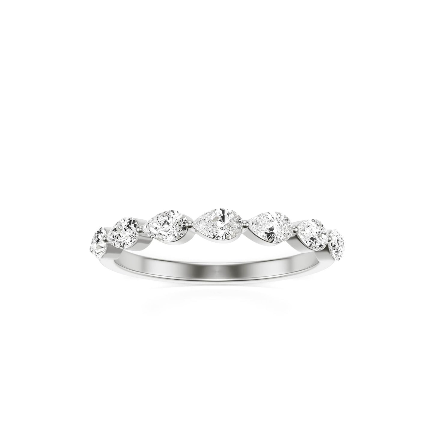 Pear Moissanite Shared Prong 14K White Gold