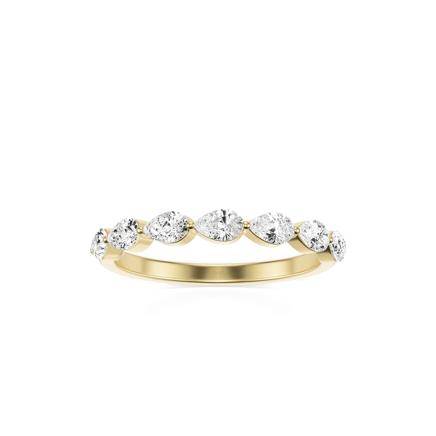 Pear Moissanite Shared Prong 14K Yellow Gold