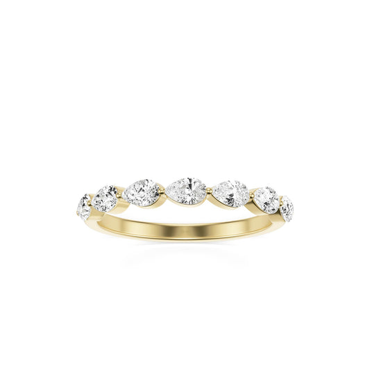 Pear Moissanite Shared Prong 14K Yellow Gold