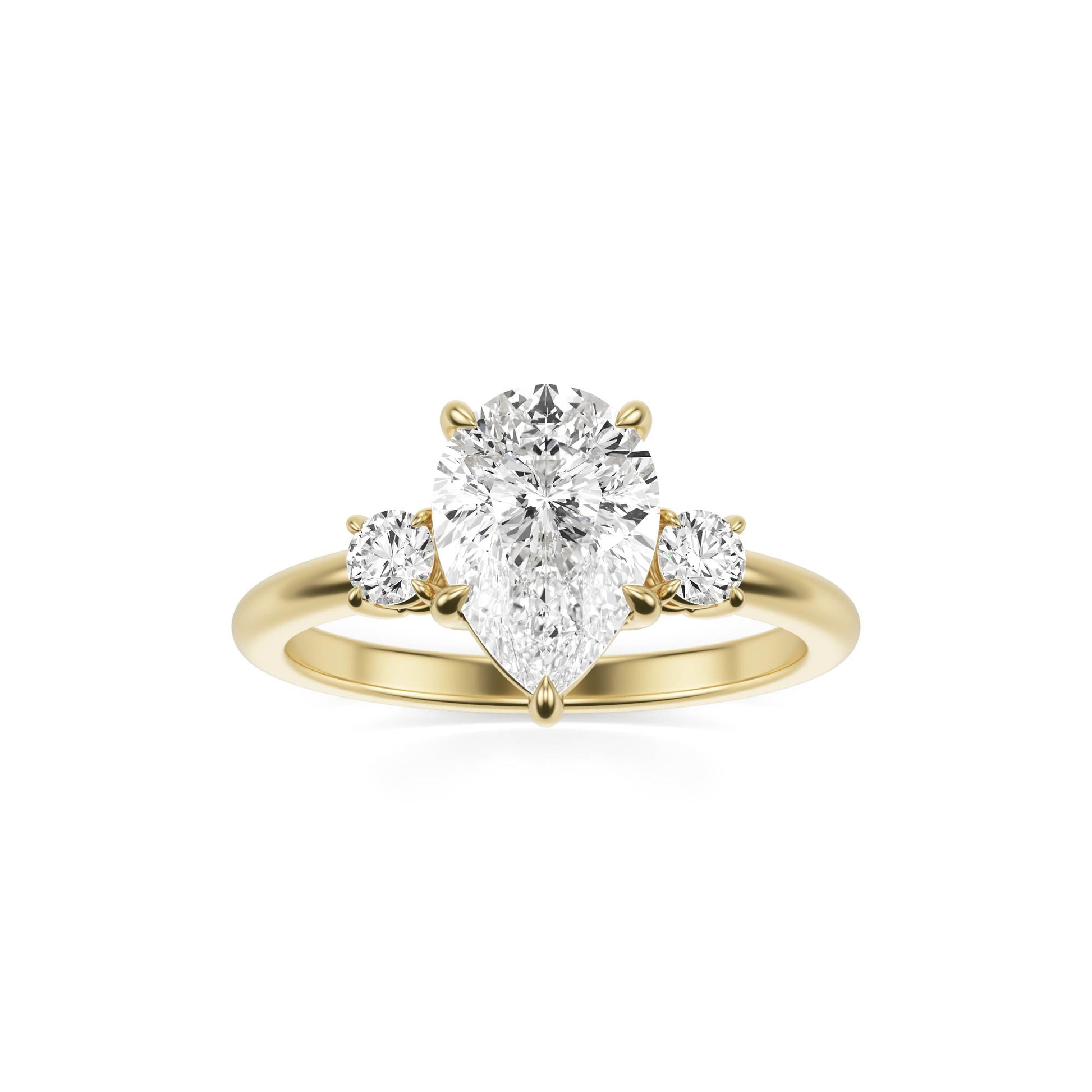 Pear Moissanite Trio 14K Yellow Gold