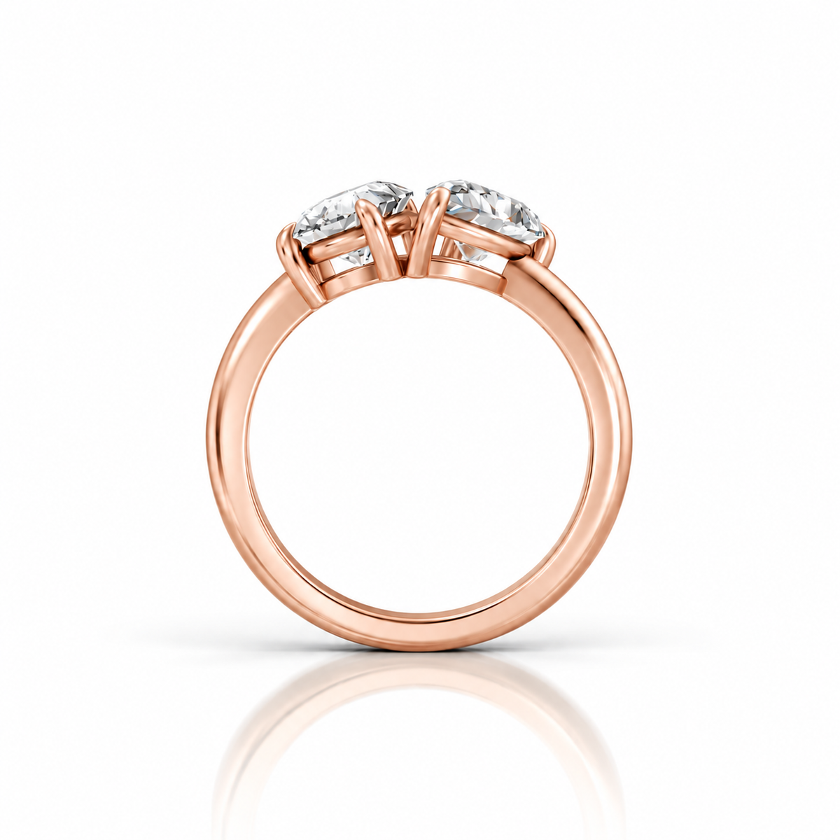 Pear Pear Moissanite Two Stone Ring in 14k rose gold