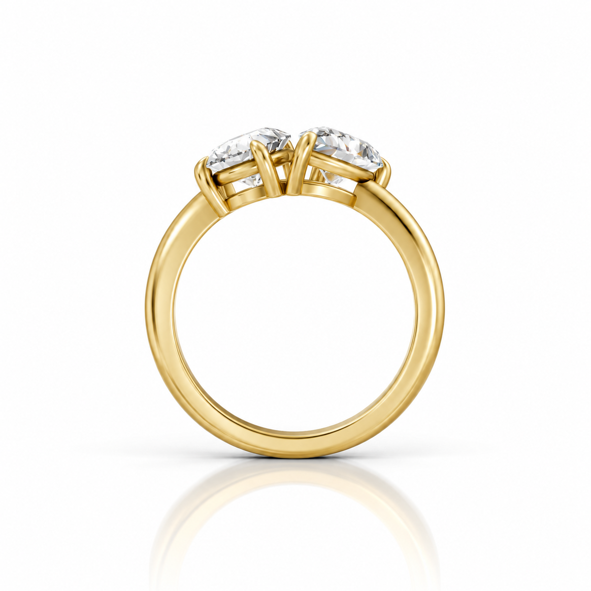 Pear Pear Moissanite Two Stone Ring in 14k yellow gold