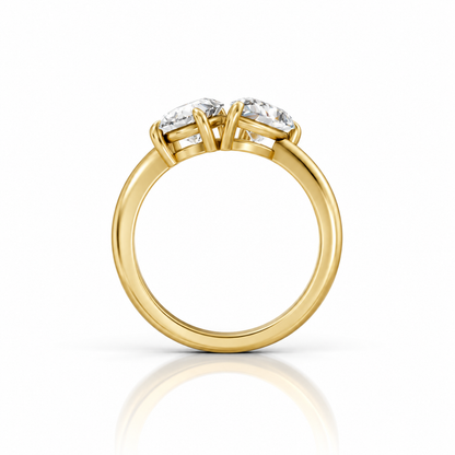 Pear Pear Moissanite Two Stone Ring in 14k yellow gold