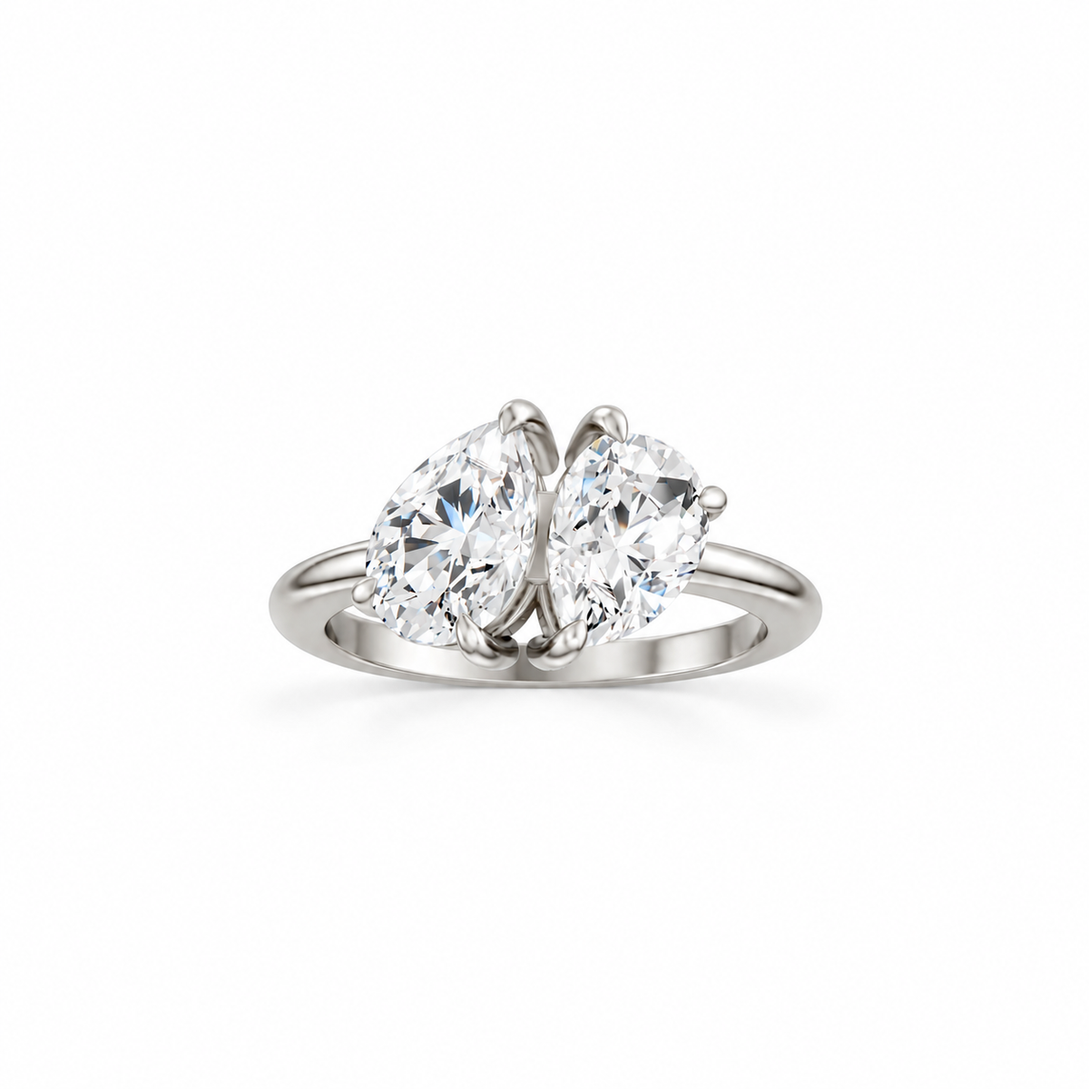 Pear Pear Moissanite Two Stone Ring in platinum