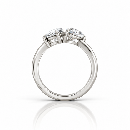 Pear Pear Moissanite Two Stone Ring in platinum