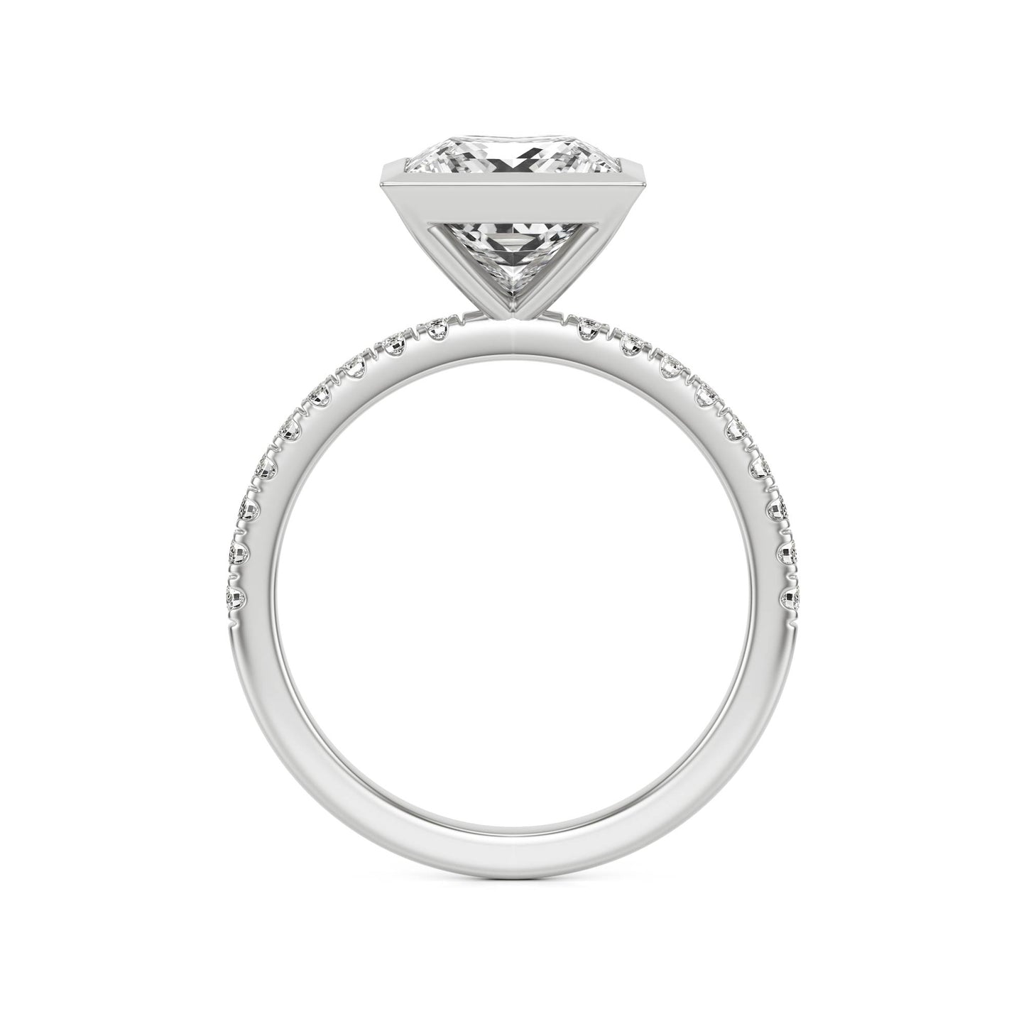 Princess Diamond Bezel Pave Platinum