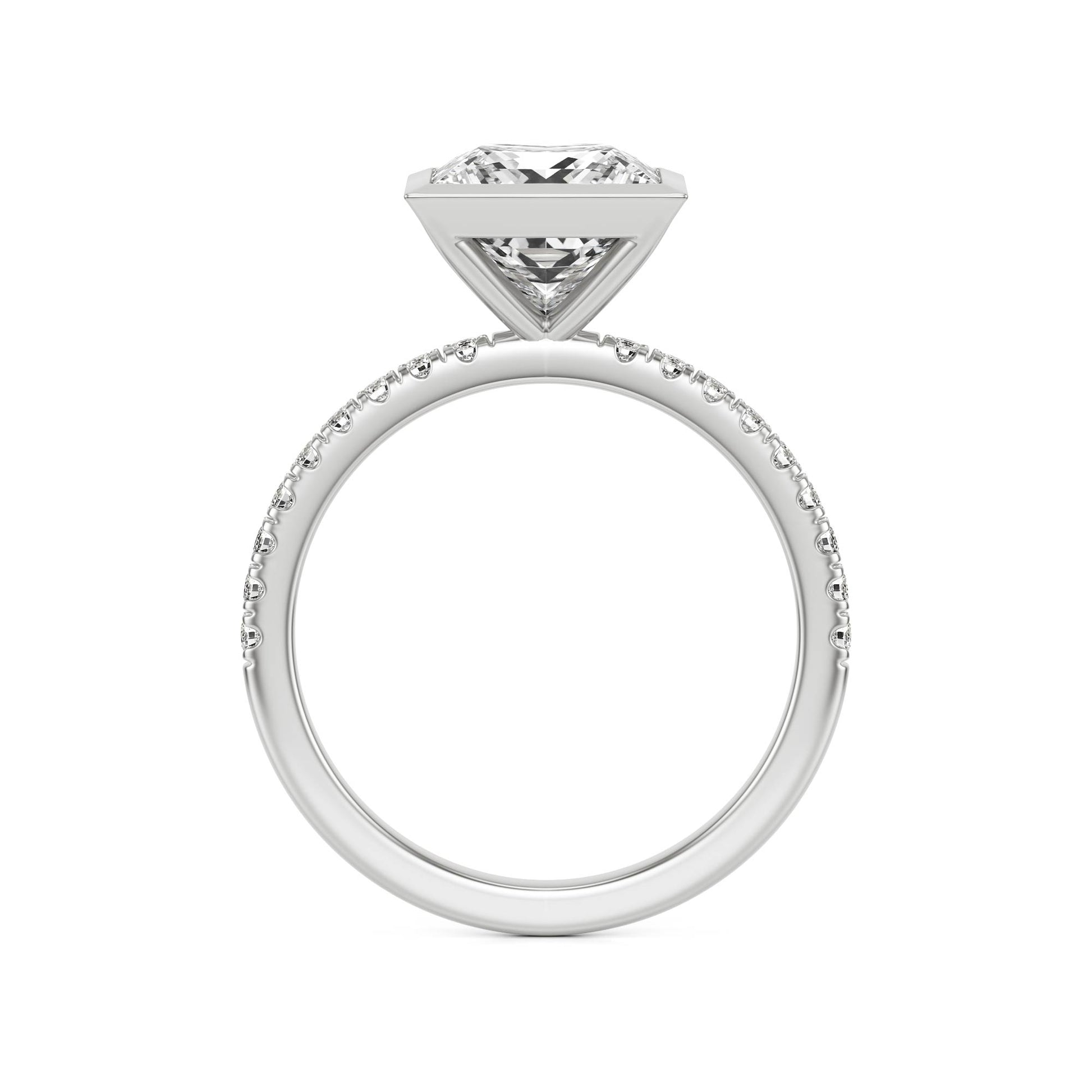 Princess Diamond Bezel Pave Platinum