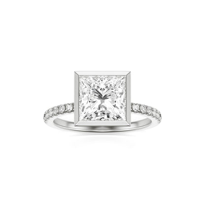 Princess Diamond Bezel Pave Platinum