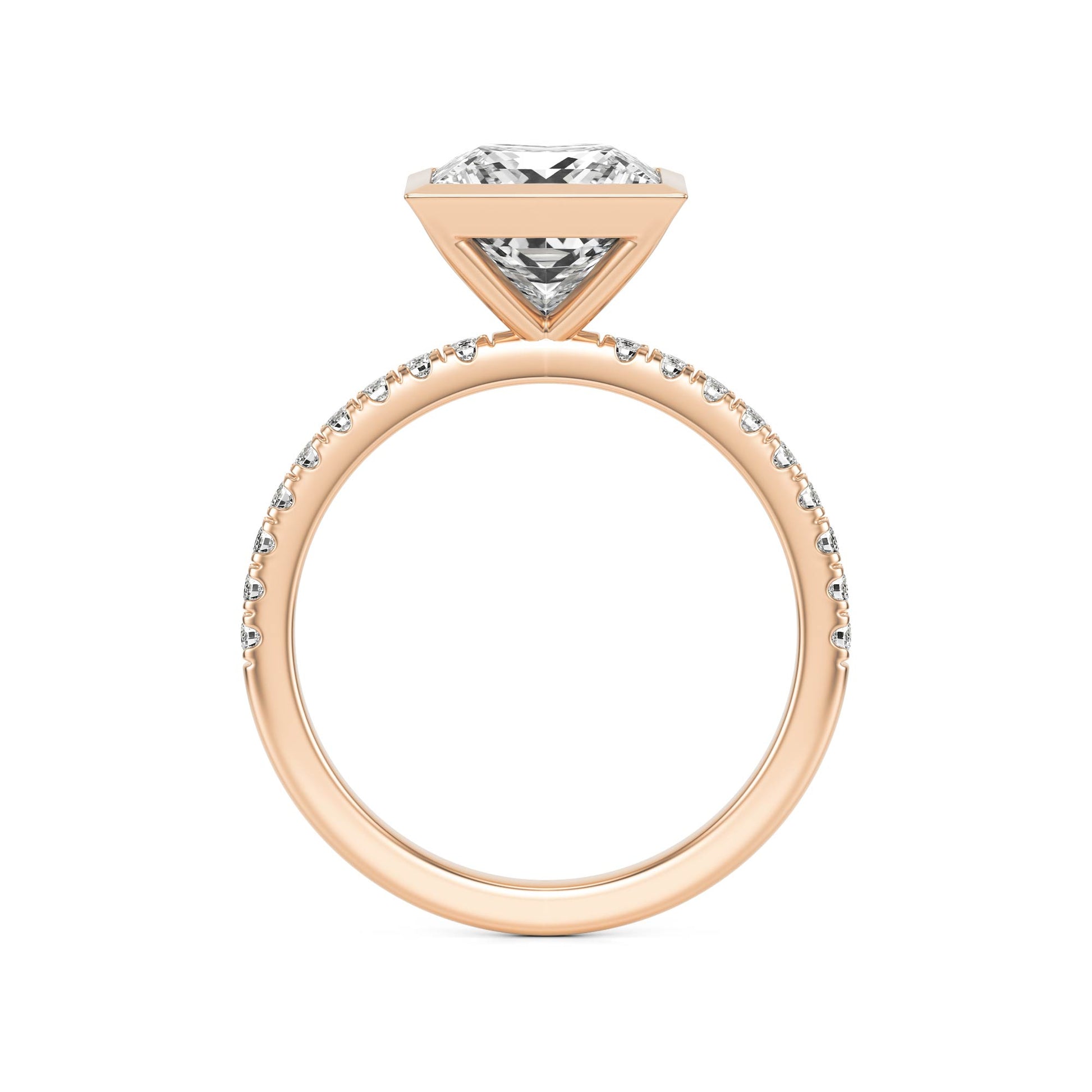 Princess Diamond Bezel Pave 14K Rose Gold