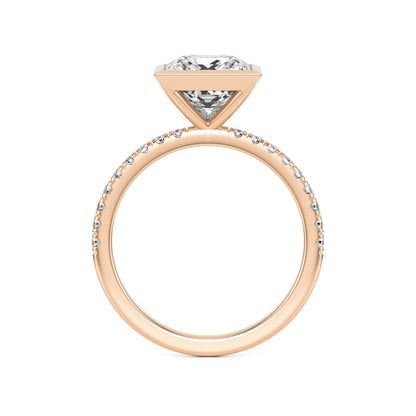 Princess Diamond Bezel Pave 14K Rose Gold