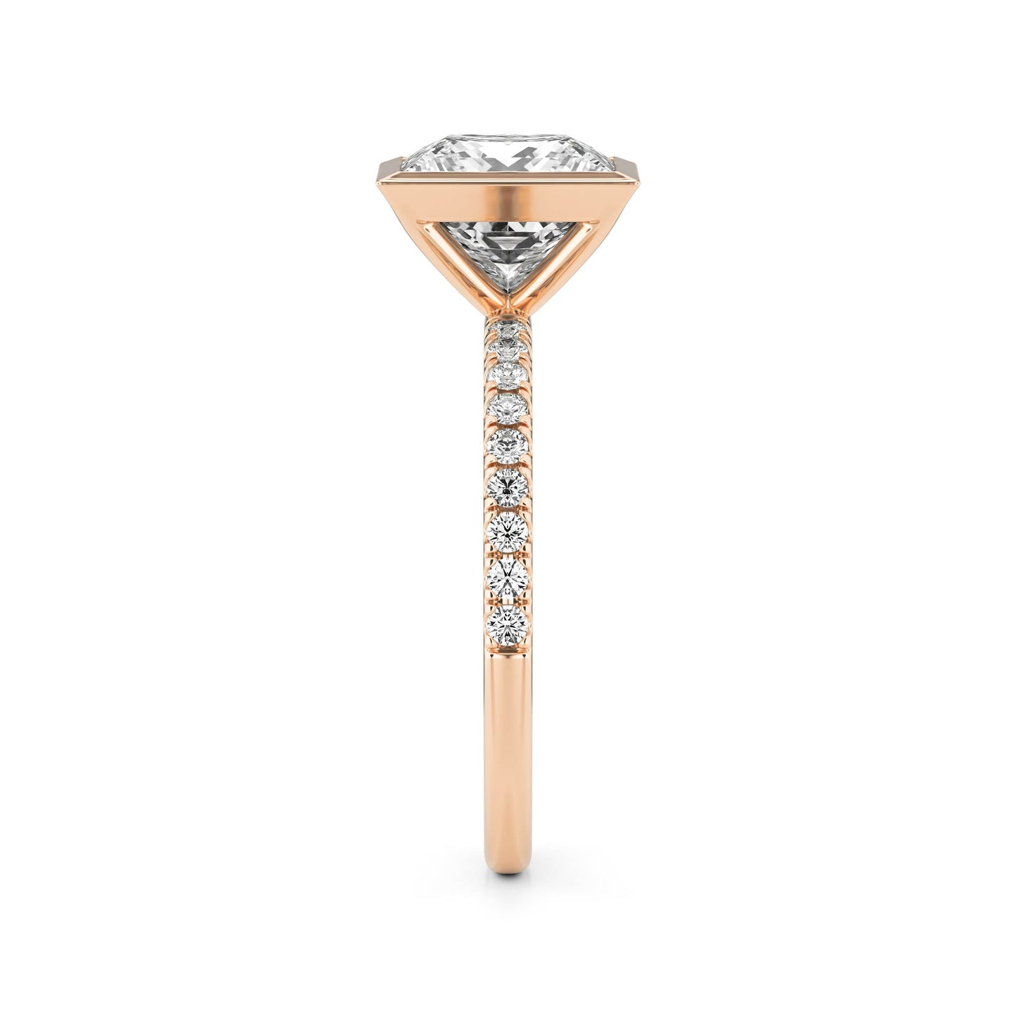 Princess Diamond Bezel Pave 14K Rose Gold