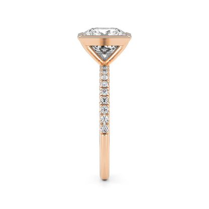 Princess Diamond Bezel Pave 14K Rose Gold