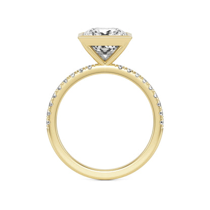 Princess Diamond Bezel Pave 14K Yellow Gold